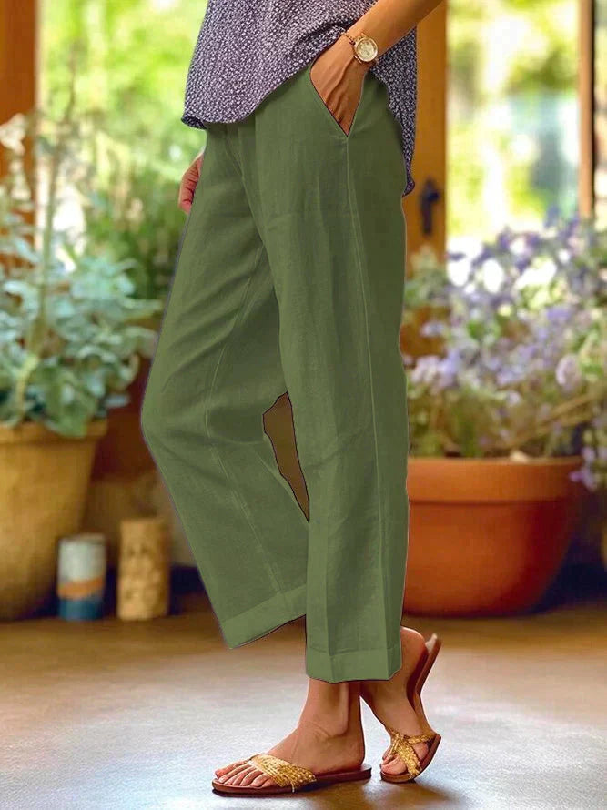 Lavisa - Womens Relaxed Straight Leg Casual Pants with Pockets