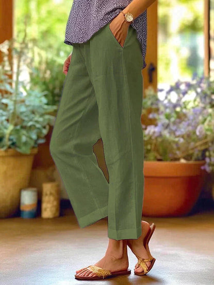 Lavisa - Womens Relaxed Straight Leg Casual Pants with Pockets