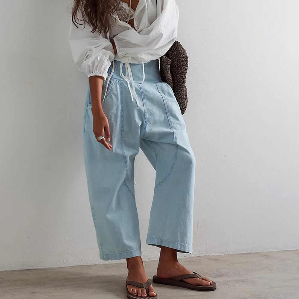 Lavisa - Womens Wide Leg Denim Harem Pants