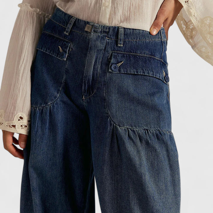 Lavisa - Womens Wide Leg Pleated Pocket Pants
