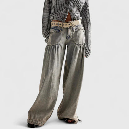 Lavisa - Womens Wide Leg Pleated Pocket Pants
