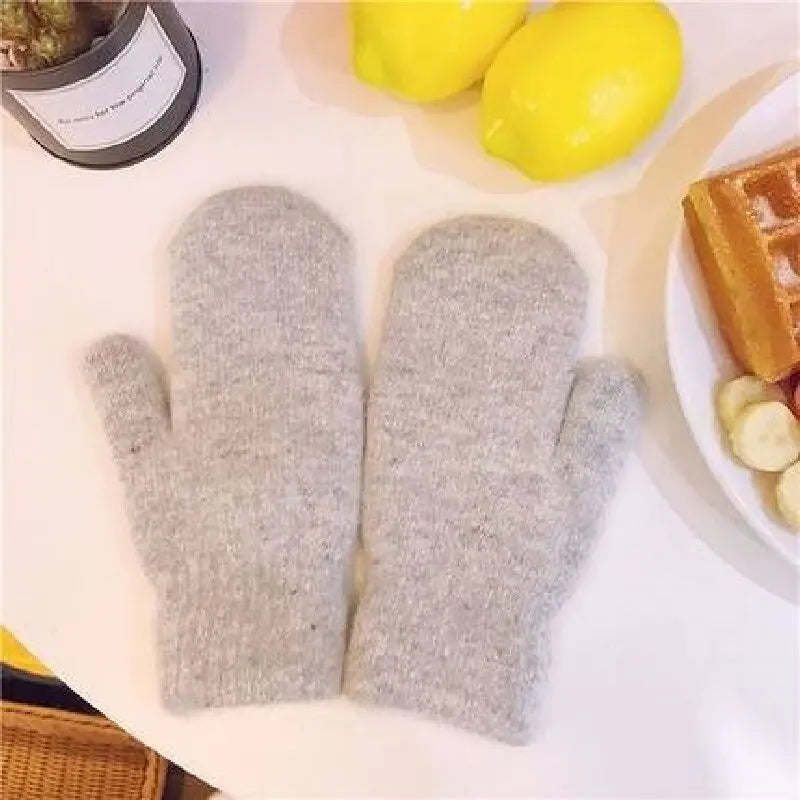 Lavisa - Cashmere Knit Winter Mittens with Faux Fur Trim