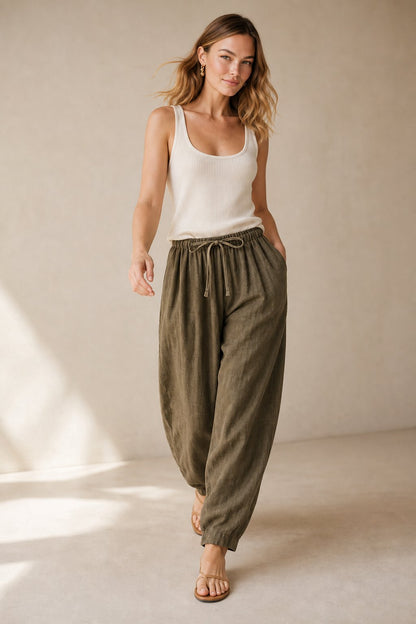 Lavisa - Relaxed Tapered Linen Everyday Trousers