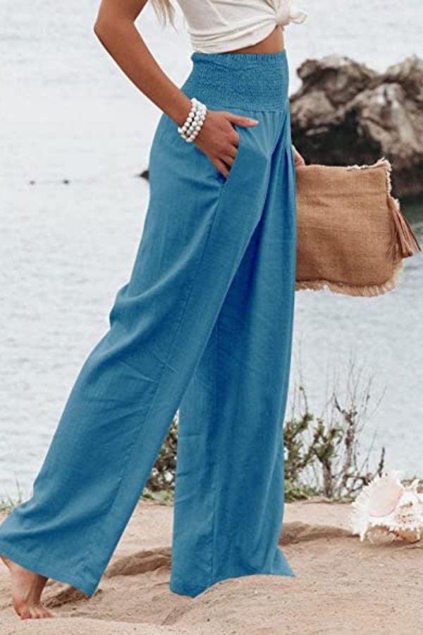 Lavisa - High Waisted Linen Wide Leg Pants
