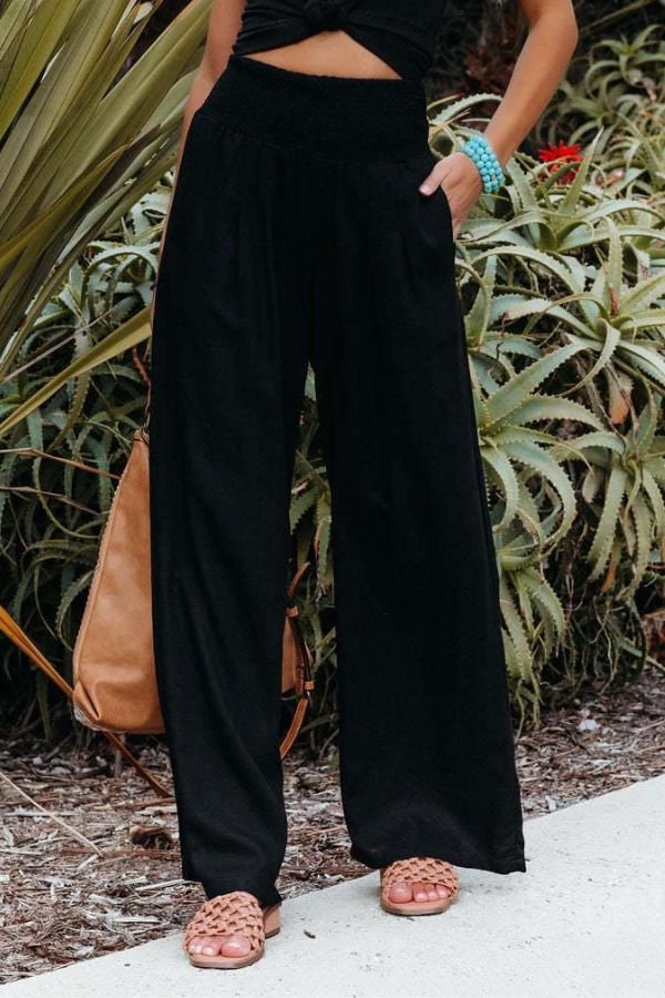 Lavisa - High Waisted Linen Wide Leg Pants