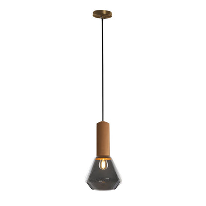 Lavisa - Copper Glass Jar Pendant Light with Wood