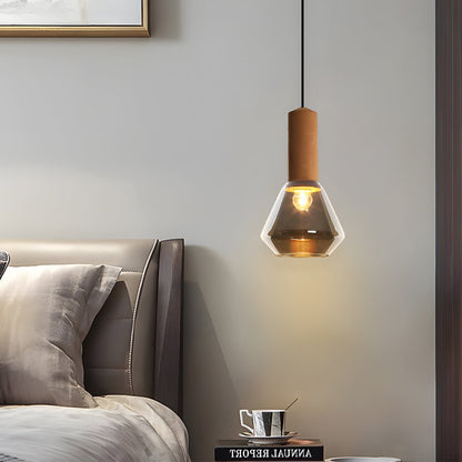 Lavisa - Copper Glass Jar Pendant Light with Wood