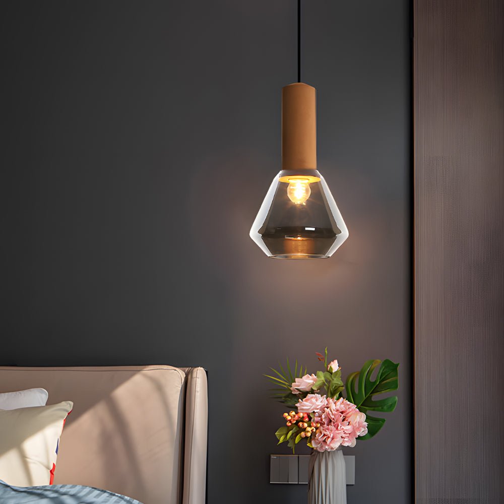 Lavisa - Copper Glass Jar Pendant Light with Wood