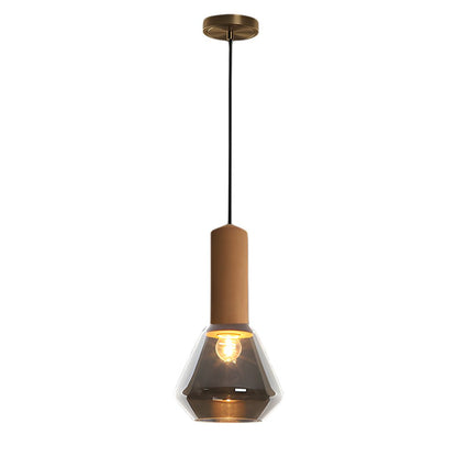 Lavisa - Copper Glass Jar Pendant Light with Wood