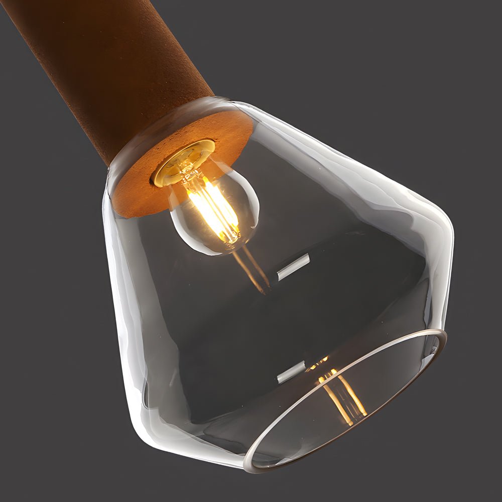 Lavisa - Copper Glass Jar Pendant Light with Wood