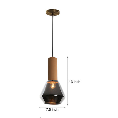 Lavisa - Copper Glass Jar Pendant Light with Wood