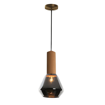 Lavisa - Copper Glass Jar Pendant Light with Wood
