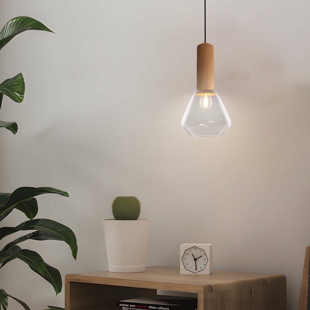 Lavisa - Copper Glass Jar Pendant Light with Wood
