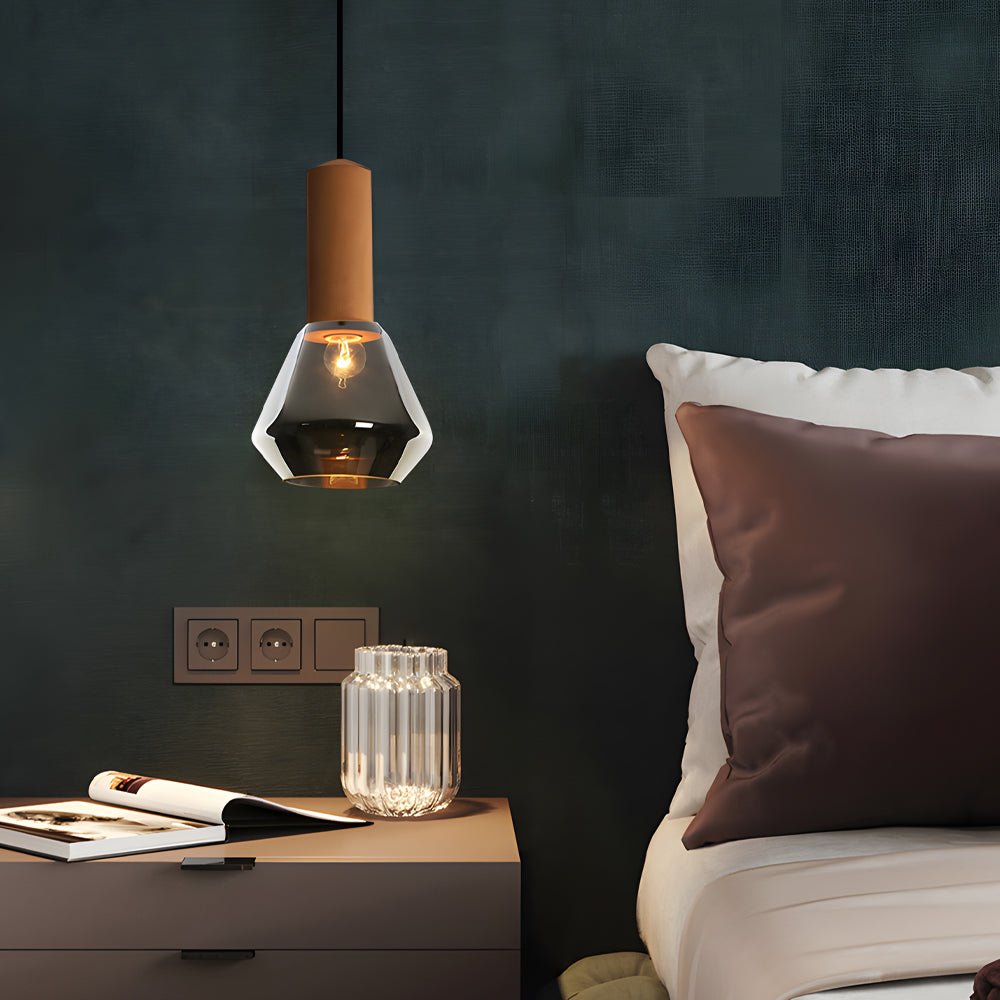 Lavisa - Copper Glass Jar Pendant Light with Wood
