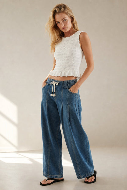 Lavisa - Marlowe Drawstring Wide Leg Denim Pants