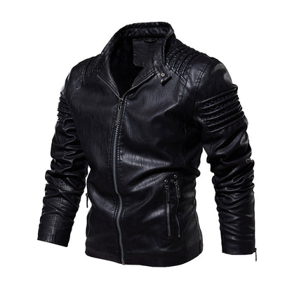 Men's Biker Faux Leather Jacket Structured Shoulder Zip-Up - Variant Style 6 | Lavisa