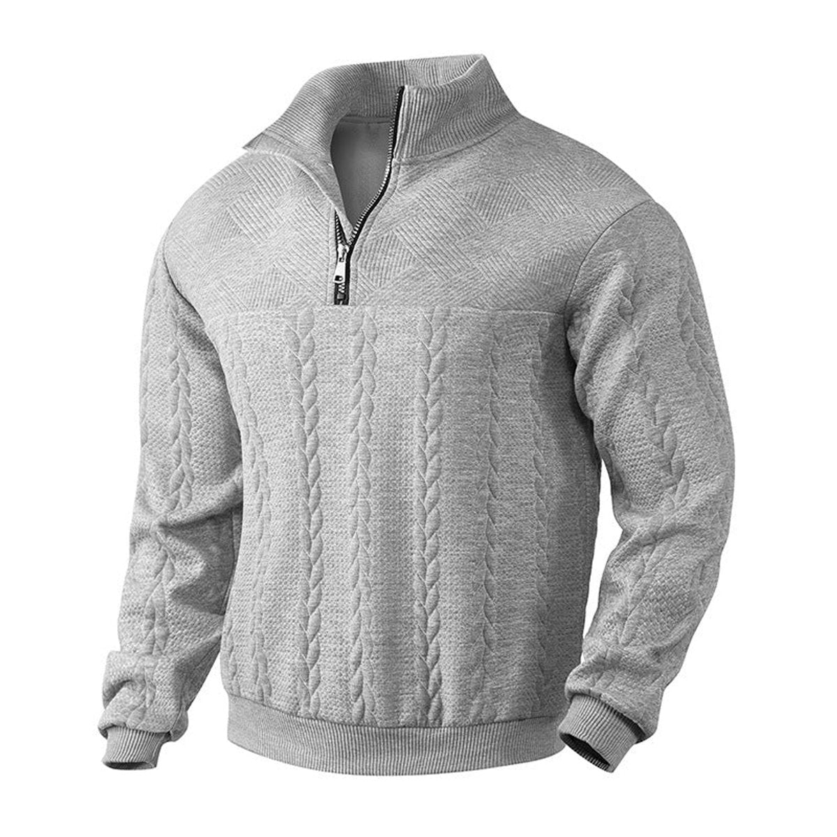 Lavisa - Men's Cable Knit Sweater Quarter-Zip Pullover Jumper