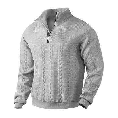 Lavisa - Men's Cable Knit Sweater Quarter-Zip Pullover Jumper