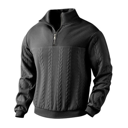Lavisa - Men's Cable Knit Sweater Quarter-Zip Pullover Jumper