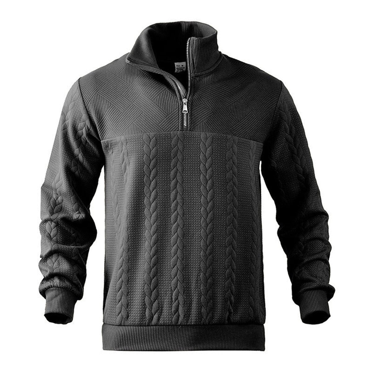 Lavisa - Men's Cable Knit Sweater Quarter-Zip Pullover Jumper