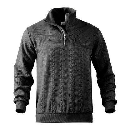 Lavisa - Men's Cable Knit Sweater Quarter-Zip Pullover Jumper