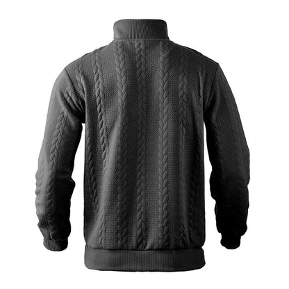 Lavisa - Men's Cable Knit Sweater Quarter-Zip Pullover Jumper