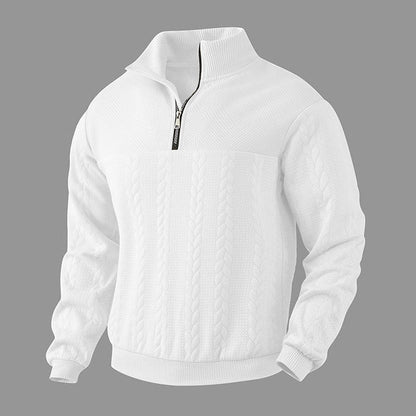 Lavisa - Men's Cable Knit Sweater Quarter-Zip Pullover Jumper