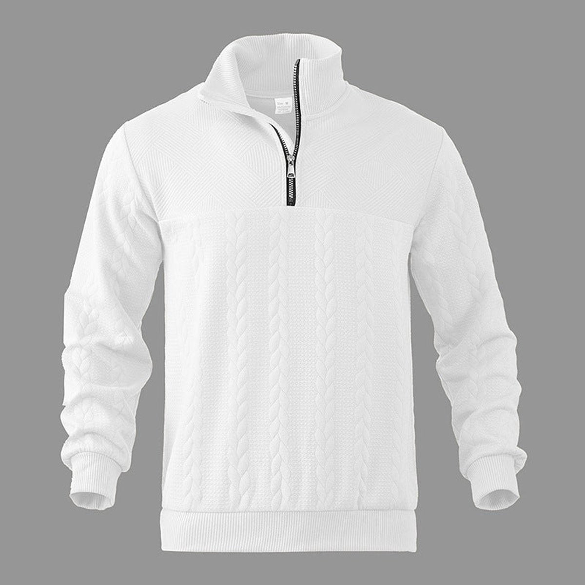 Lavisa - Men's Cable Knit Sweater Quarter-Zip Pullover Jumper