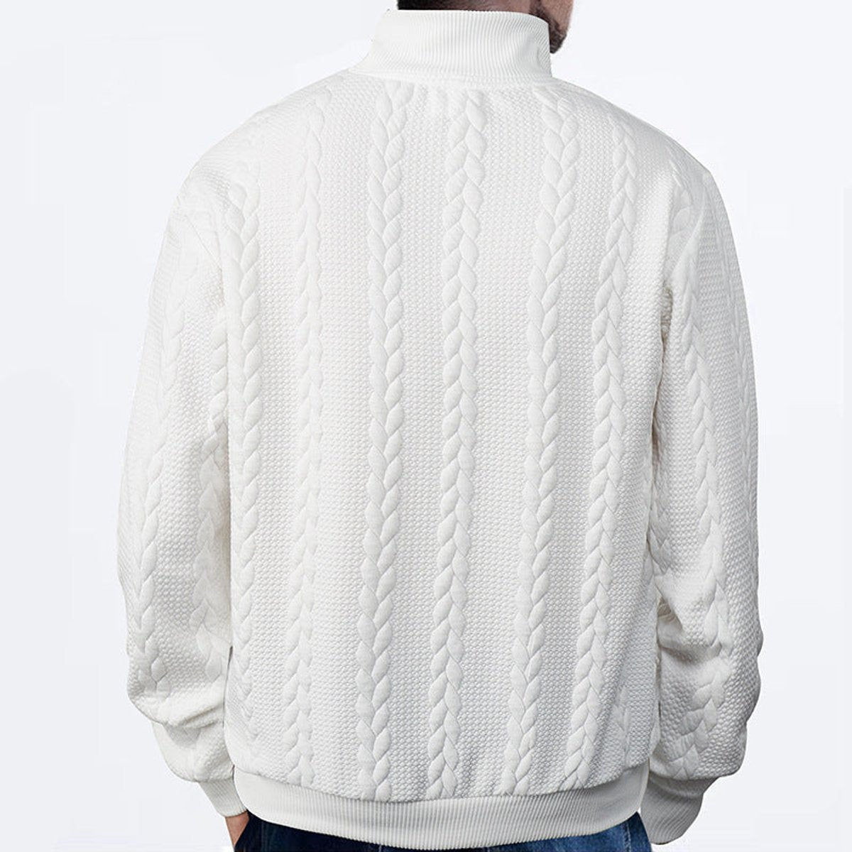 Lavisa - Men's Cable Knit Sweater Quarter-Zip Pullover Jumper