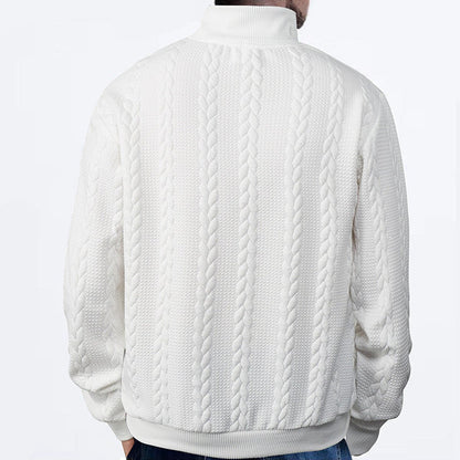 Lavisa - Men's Cable Knit Sweater Quarter-Zip Pullover Jumper