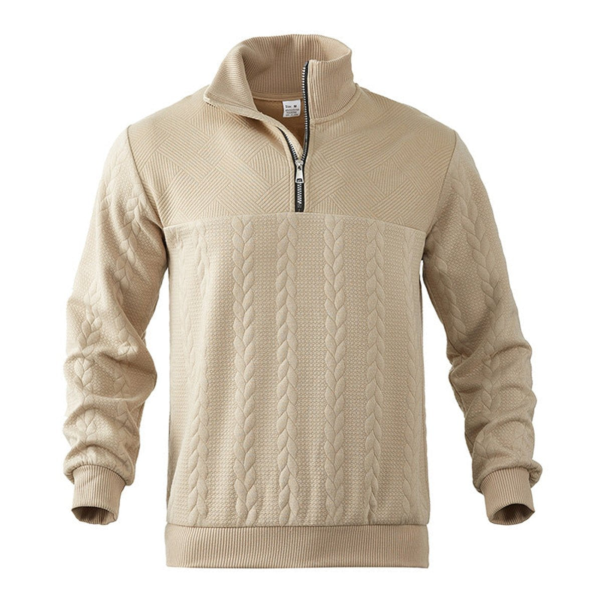 Lavisa - Men's Cable Knit Sweater Quarter-Zip Pullover Jumper