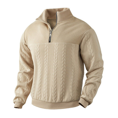 Lavisa - Men's Cable Knit Sweater Quarter-Zip Pullover Jumper