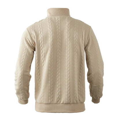 Lavisa - Men's Cable Knit Sweater Quarter-Zip Pullover Jumper