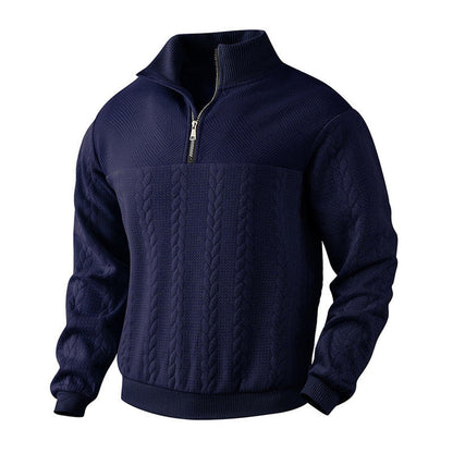 Lavisa - Men's Cable Knit Sweater Quarter-Zip Pullover Jumper