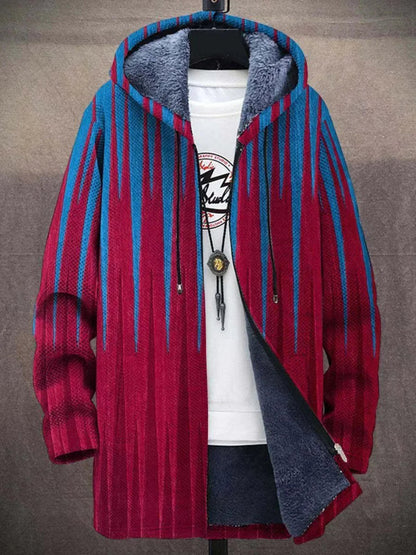 Mens Cardigan Fleece-Lined Zip-Up Abstract Art Print Hoodie - Close-Up Texture & Detail | Lavisa