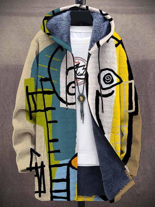Mens Cardigan Fleece-Lined Zip-Up Hoodie Abstract Art Print | Lavisa