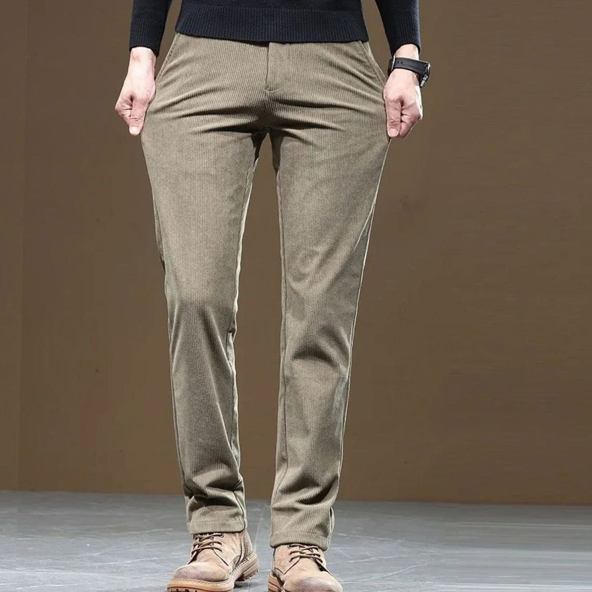Lavisa - Mens Fleece Lined Corduroy Straight Fit Pants