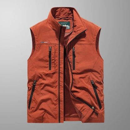 Mens Gilet Lightweight Breathable Multi-Pocket Outdoor Vest - Front View | Lavisa
