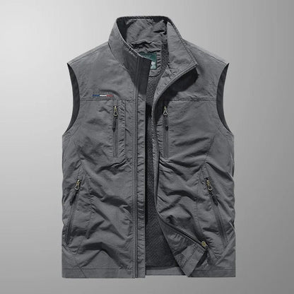 Mens Gilet Lightweight Breathable Multi-Pocket Outdoor Vest - Back View | Lavisa
