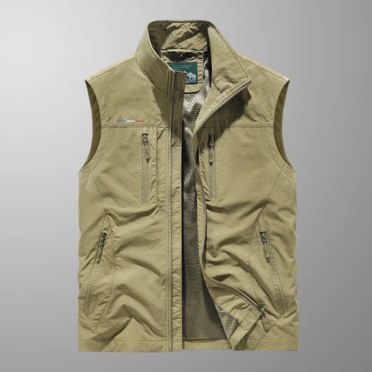 Mens Gilet Lightweight Breathable Multi-Pocket Outdoor Vest - Close-Up Texture & Detail | Lavisa
