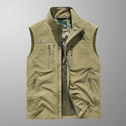 Mens Gilet Lightweight Breathable Multi-Pocket Outdoor Vest - Close-Up Texture & Detail | Lavisa