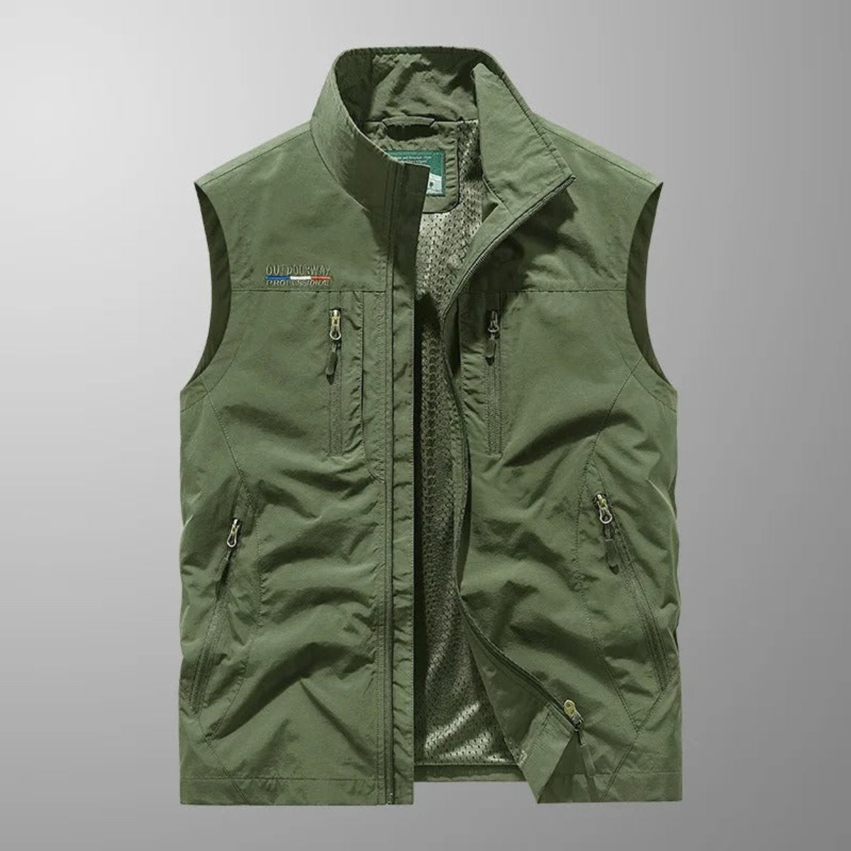 Mens Gilet Lightweight Breathable Multi-Pocket Outdoor Vest - Sole & Material View | Lavisa