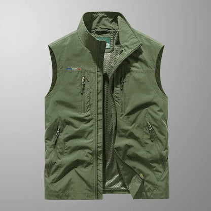Mens Gilet Lightweight Breathable Multi-Pocket Outdoor Vest - Sole & Material View | Lavisa