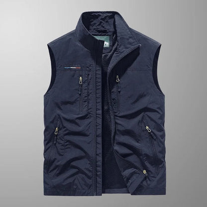Mens Gilet Lightweight Breathable Multi-Pocket Outdoor Vest - Lifestyle & Model Angle | Lavisa