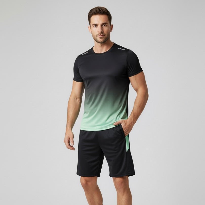 Men's Gradient Quick-Dry Breathable T-Shirt Shorts Activewear Set - Variant Style 10 | Lavisa