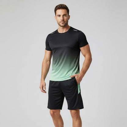 Men's Gradient Quick-Dry Breathable T-Shirt Shorts Activewear Set - Variant Style 10 | Lavisa
