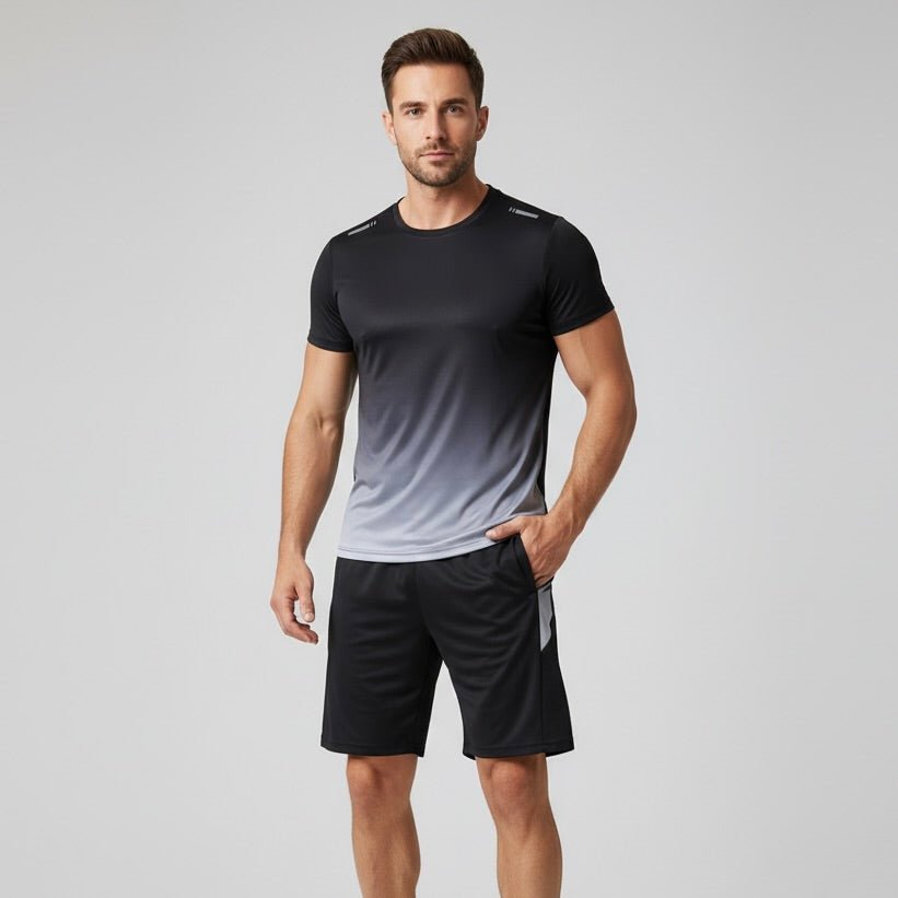 Men's Gradient Quick-Dry Breathable T-Shirt Shorts Activewear Set - Variant Style 12 | Lavisa