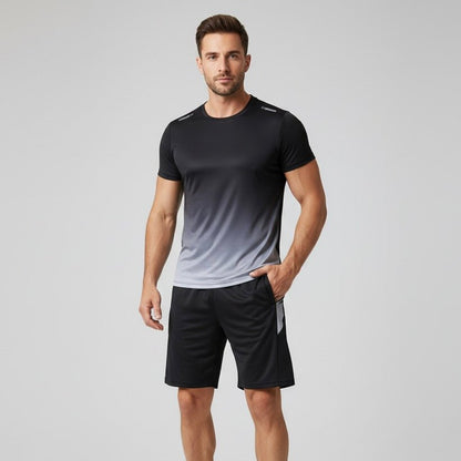 Men's Gradient Quick-Dry Breathable T-Shirt Shorts Activewear Set - Variant Style 12 | Lavisa