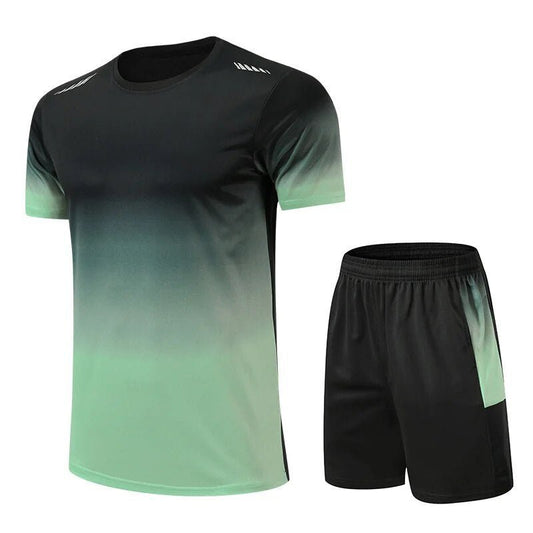 Lavisa - Men's Gradient Quick-Dry Breathable T-Shirt Shorts Activewear Set