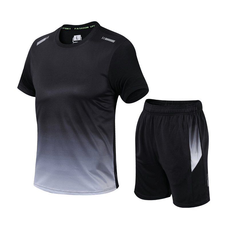 Men's Gradient Quick-Dry Breathable T-Shirt Shorts Activewear Set - Close-Up Fabric Texture | Lavisa